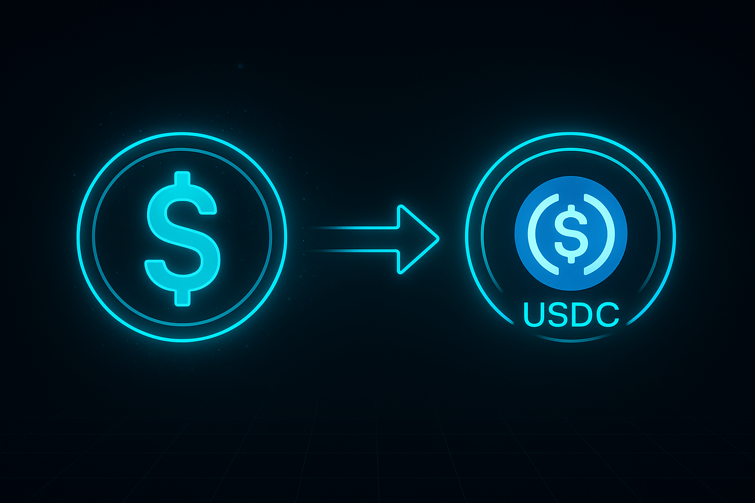 Dollar converting to USDC illustration